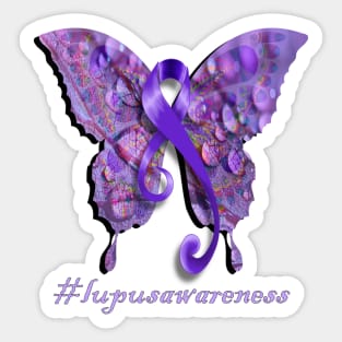 Lupus Awareness, Beautiful Butterfly Purple Ribbon Support A Cure for Lupus Sticker